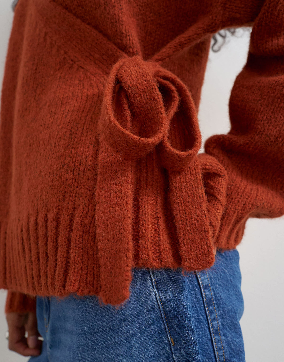 Topshop knitted wrap boxy cardigan with wool in cinnamon