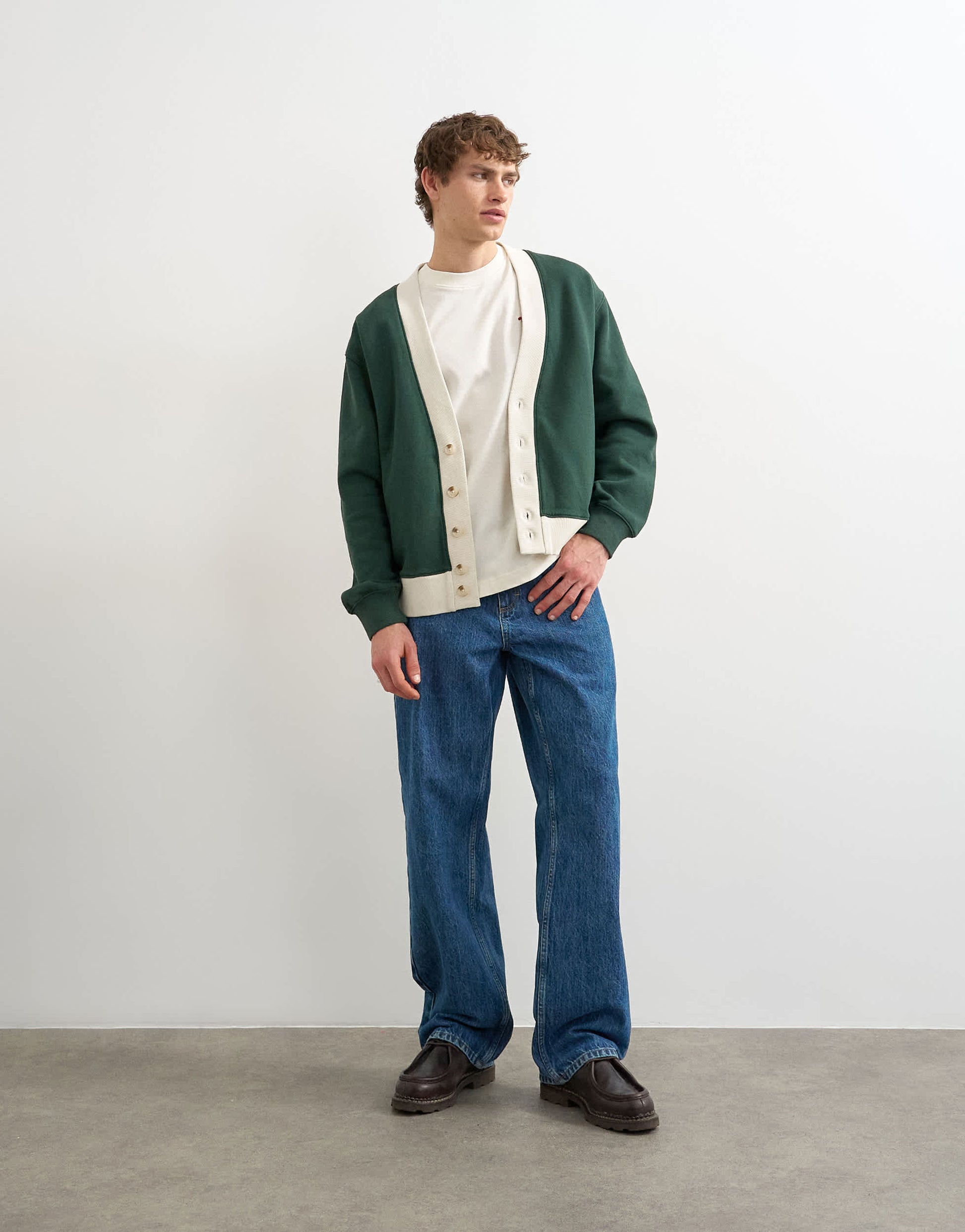 Topman classic fit retro cardigan in dark green