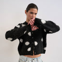 Topshop knitted brushed spot cardigan in mono