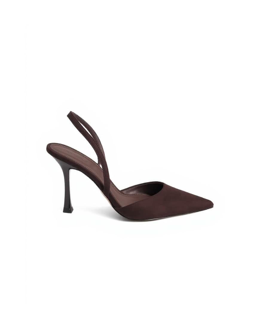 Topshop Angel faux suede high heeled court shoe in chocolate