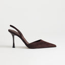 Topshop Angel faux suede high heeled court shoe in chocolate