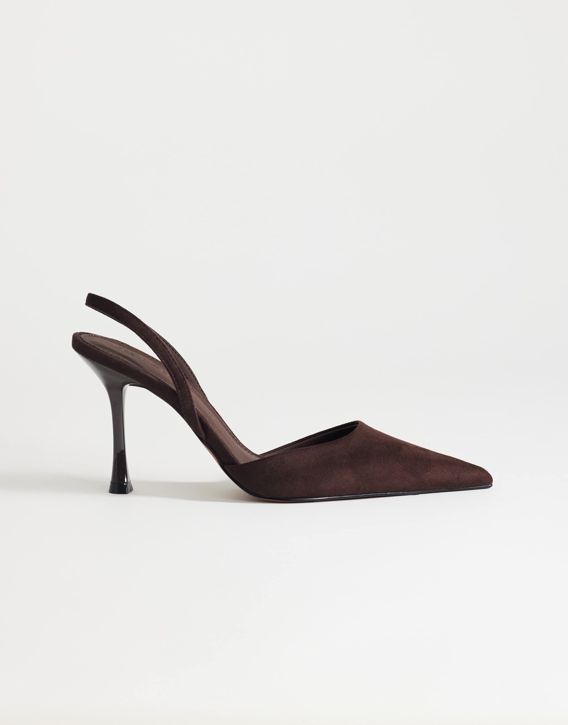 Topshop Angel faux suede high heeled court shoe in chocolate