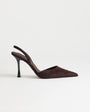 Topshop Angel faux suede high heeled court shoe in chocolate
