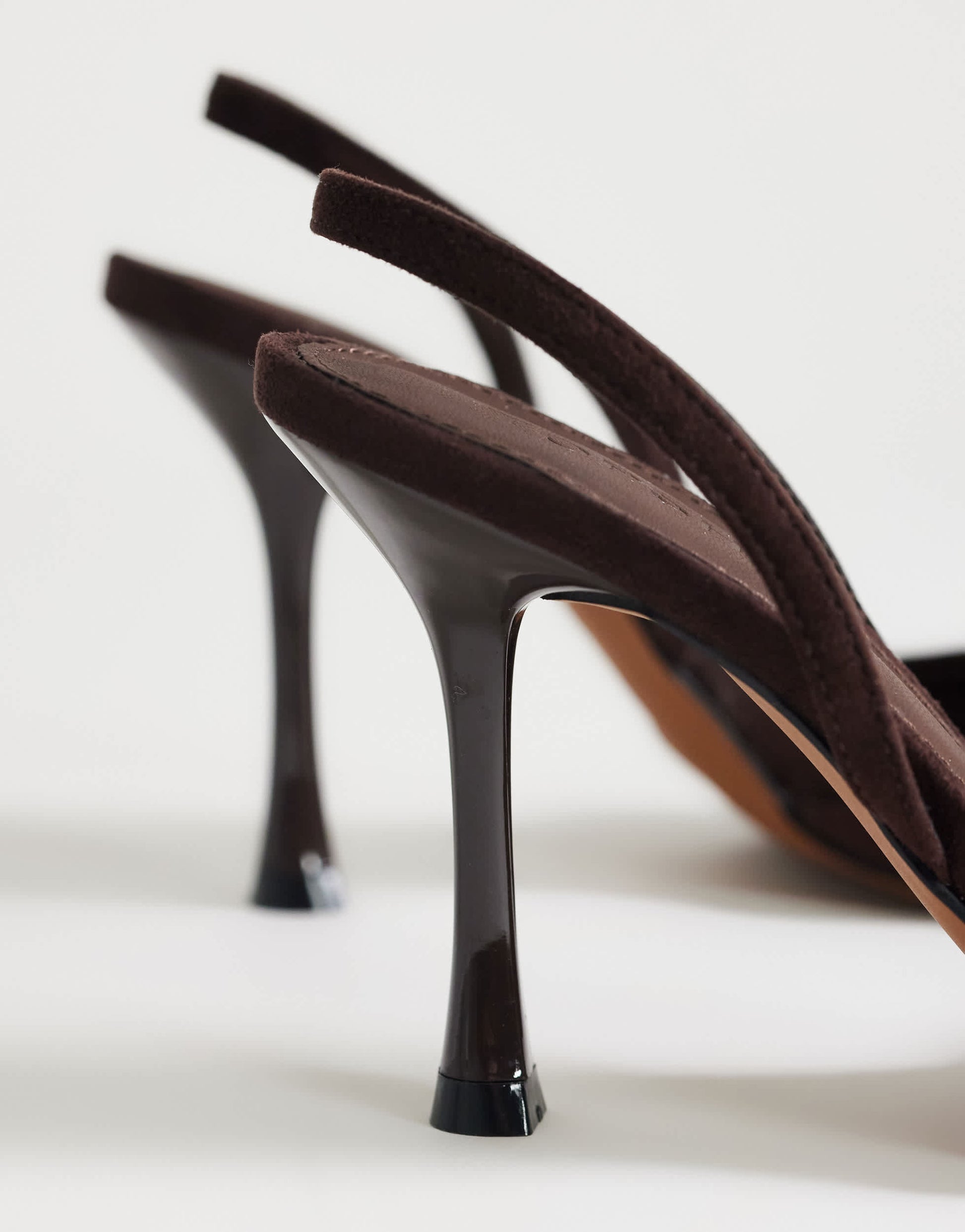 Topshop Angel faux suede high heeled court shoe in chocolate