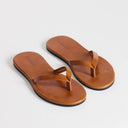 Topshop Sky real leather toe thong sandal in tan