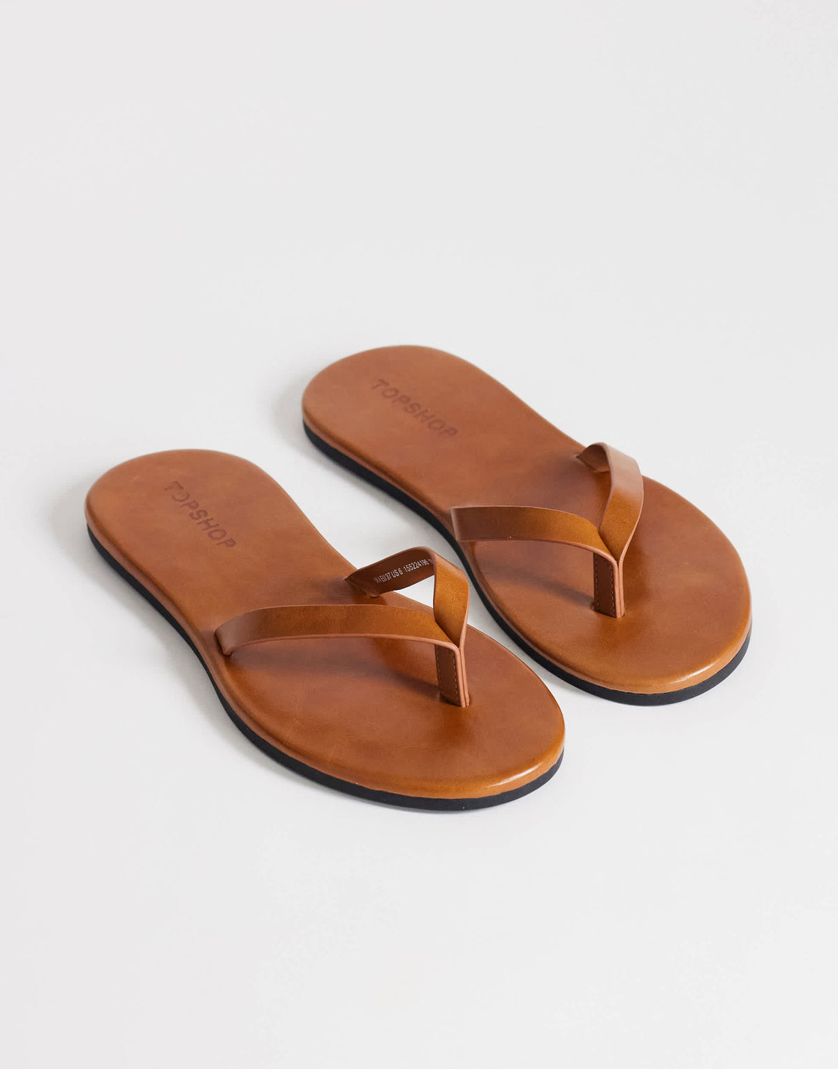 Topshop Sky real leather toe thong sandal in tan