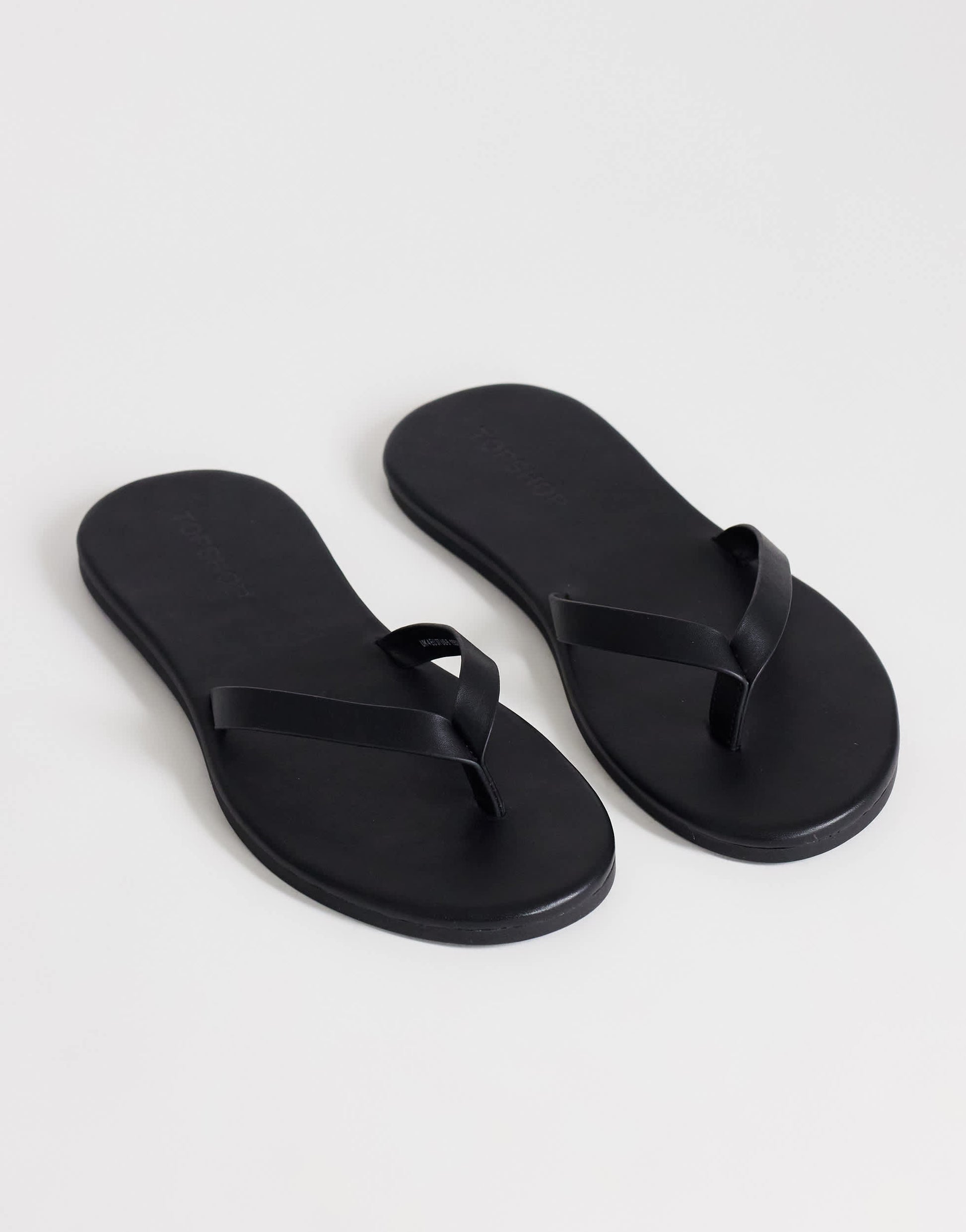 Topshop Sky real leather toe thong sandal in black
