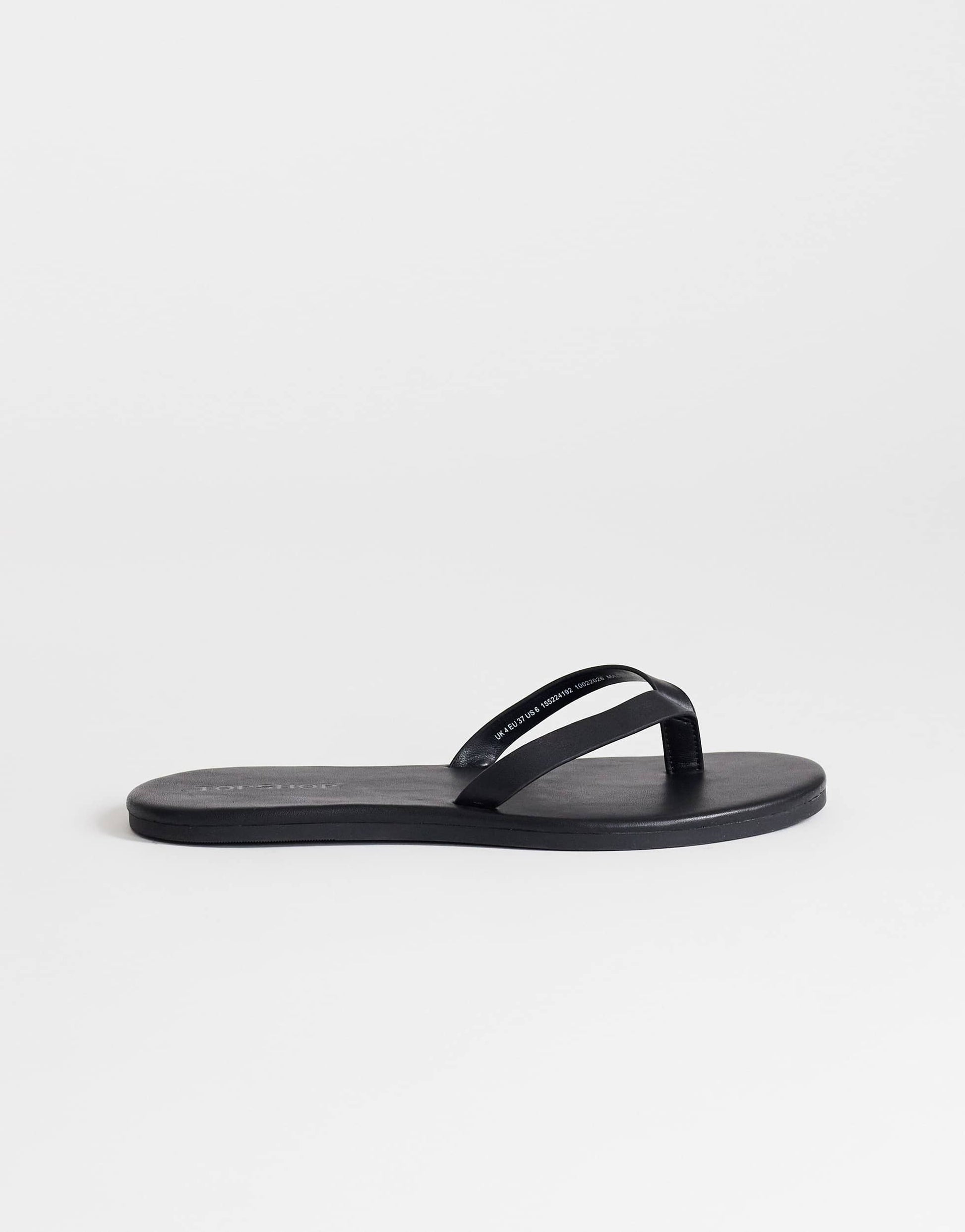 Topshop Sky real leather toe thong sandal in black