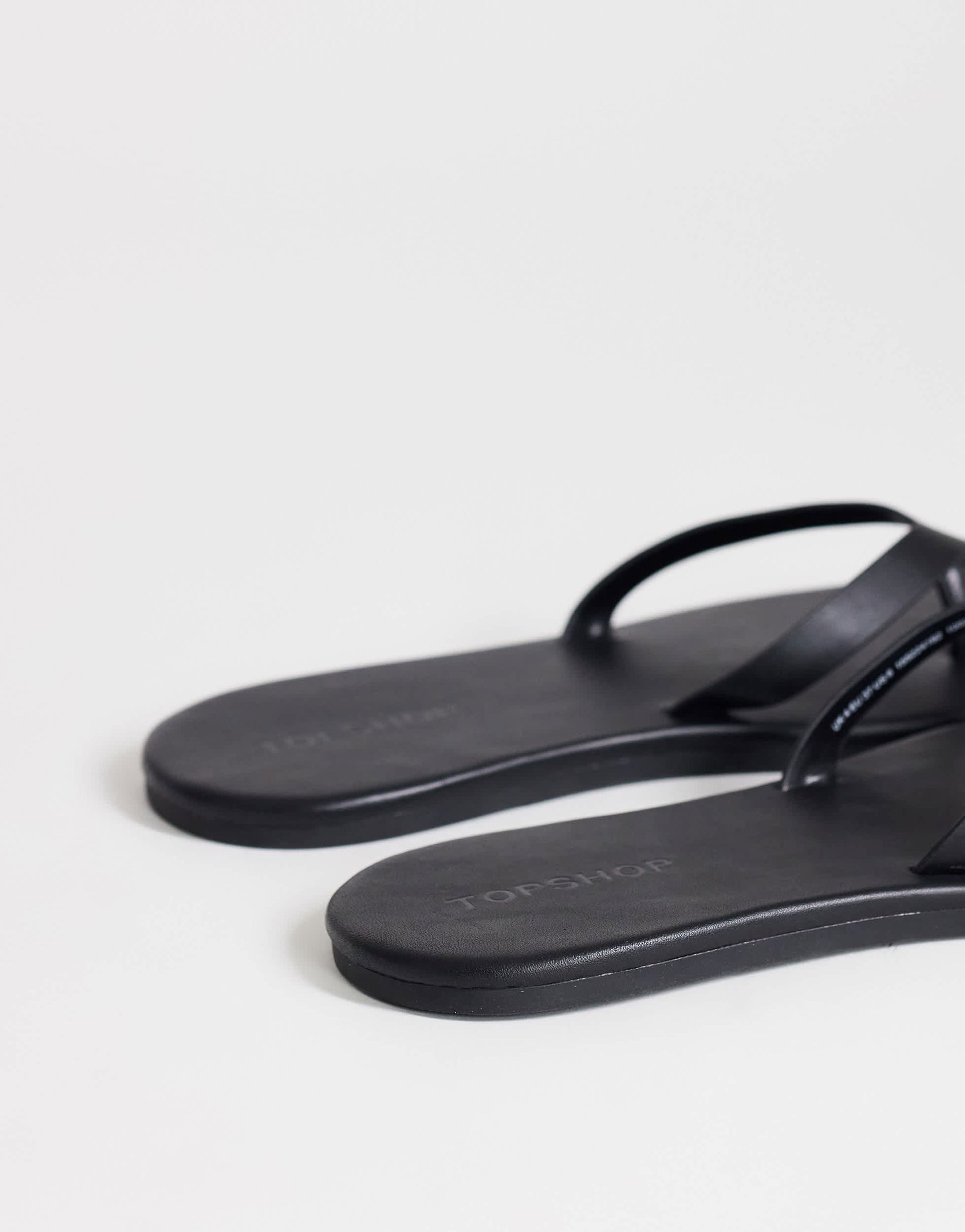 Topshop Sky real leather toe thong sandal in black