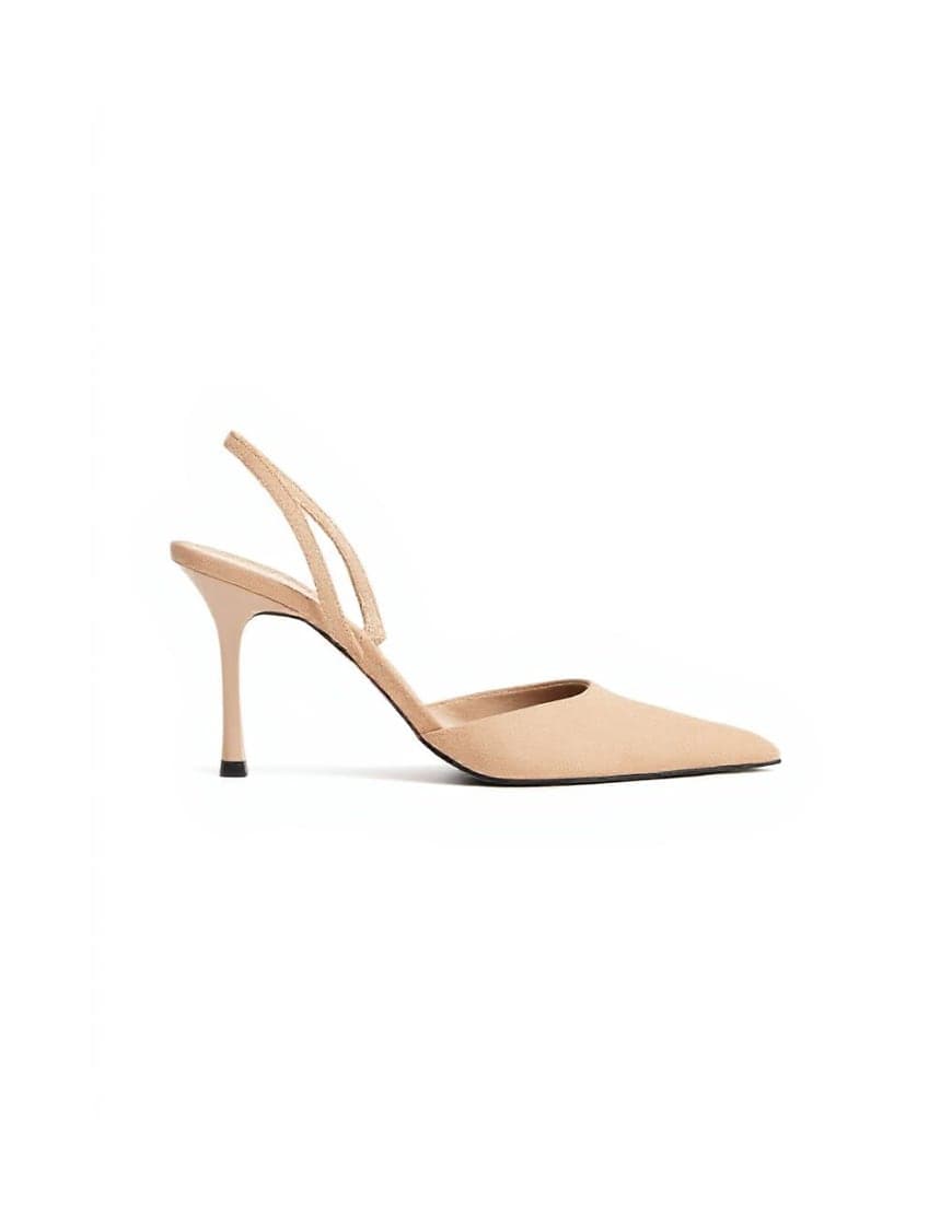 Topshop Angel faux suede high heeled court shoe in taupe