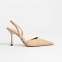 Topshop Angel faux suede high heeled court shoe in taupe