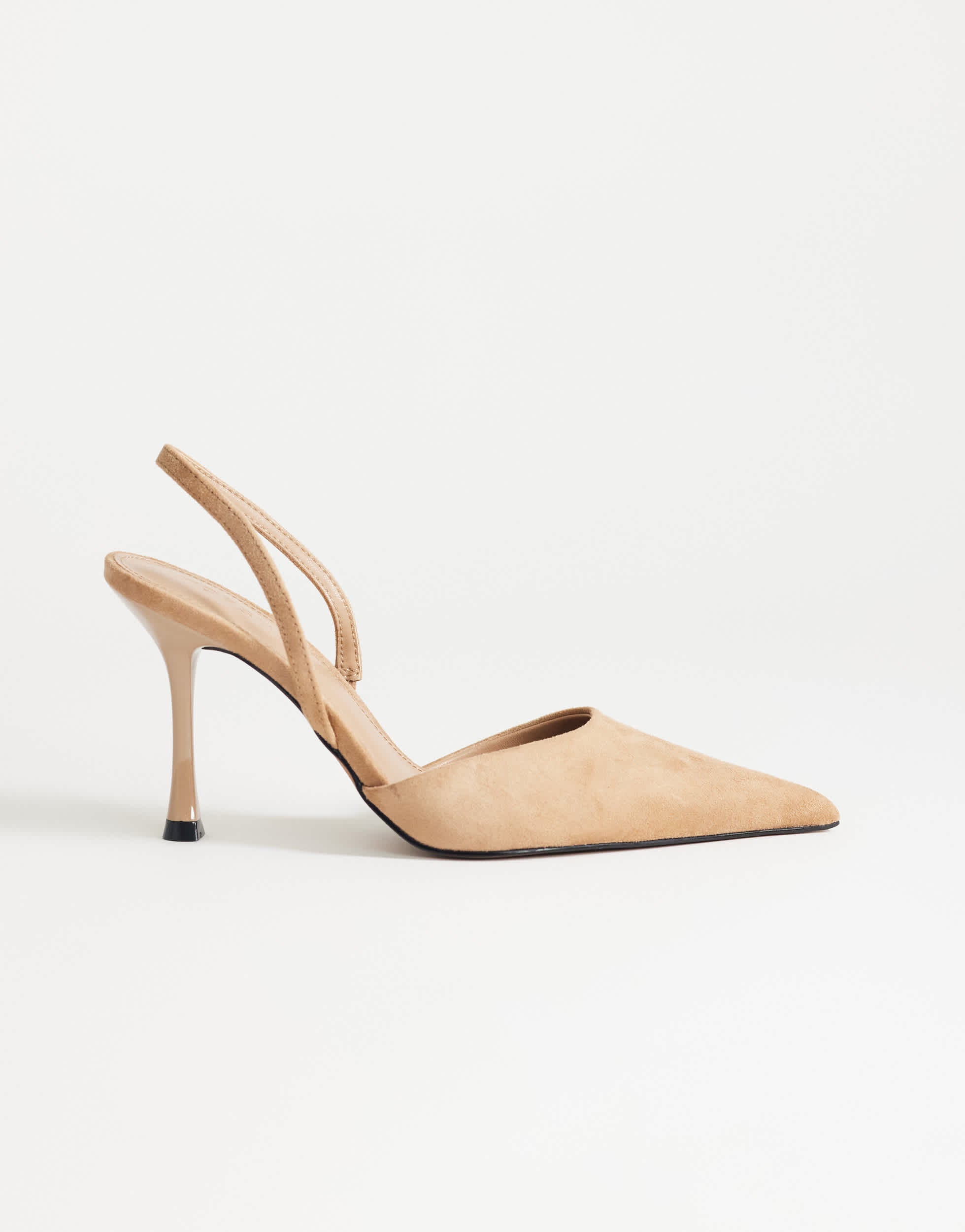 Topshop Angel faux suede high heeled court shoe in taupe