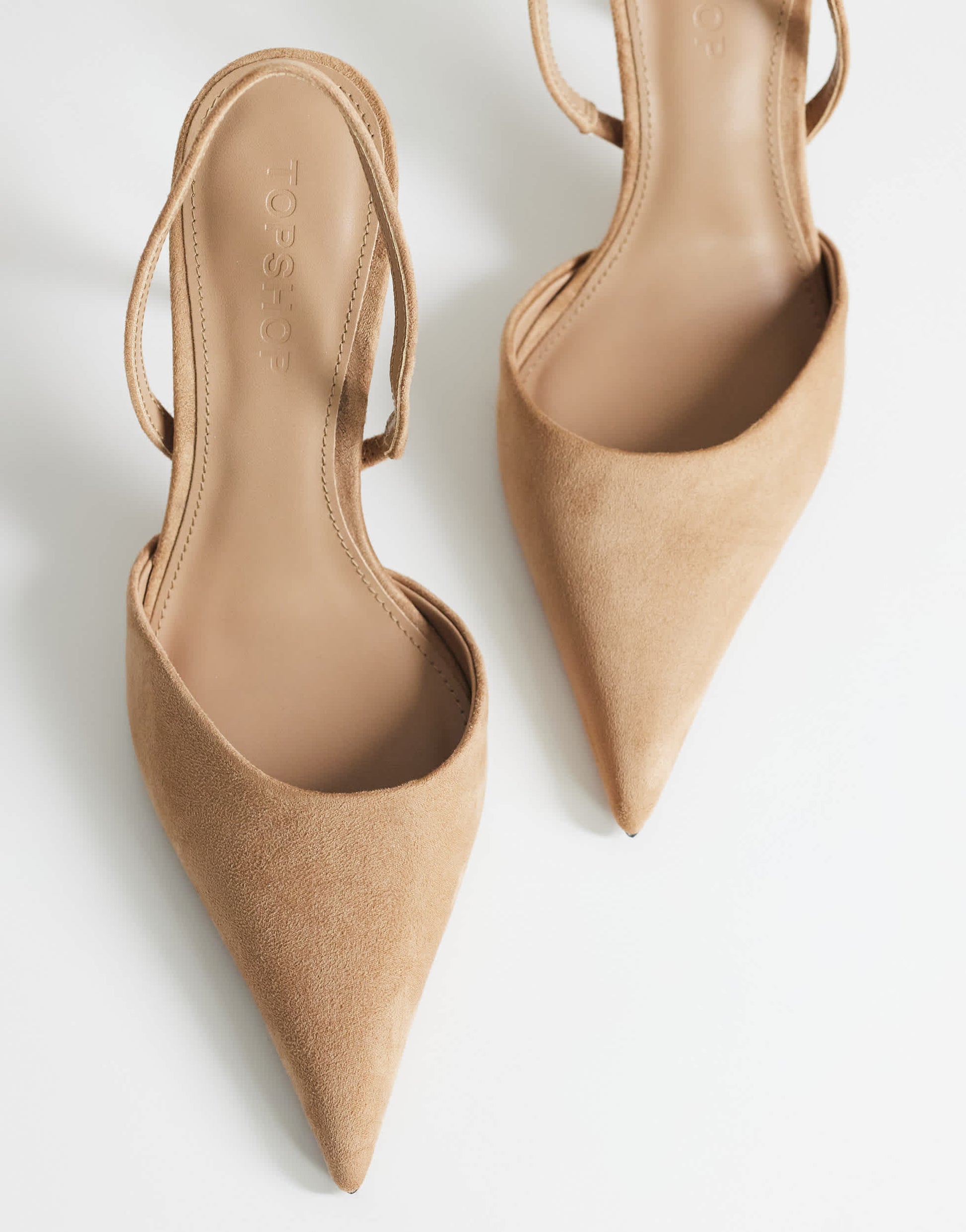 Topshop Angel faux suede high heeled court shoe in taupe