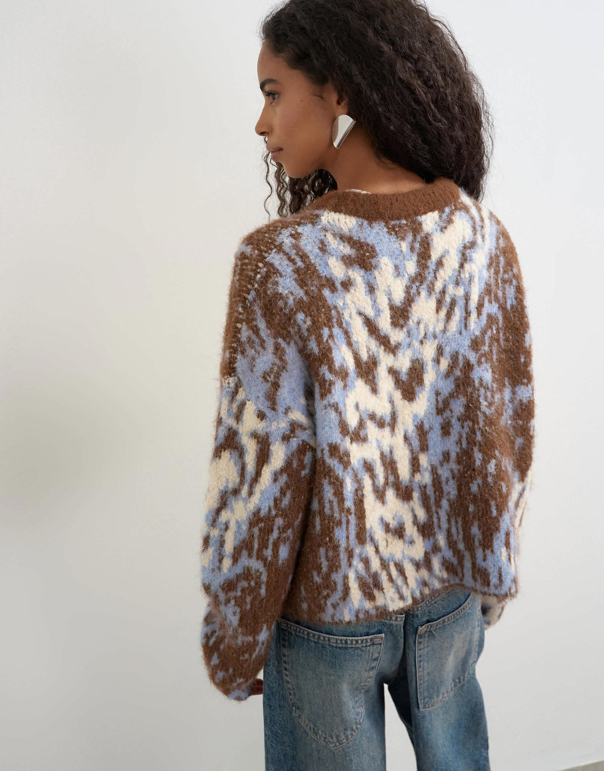 Topshop knitted boxy floral cardigan in multi