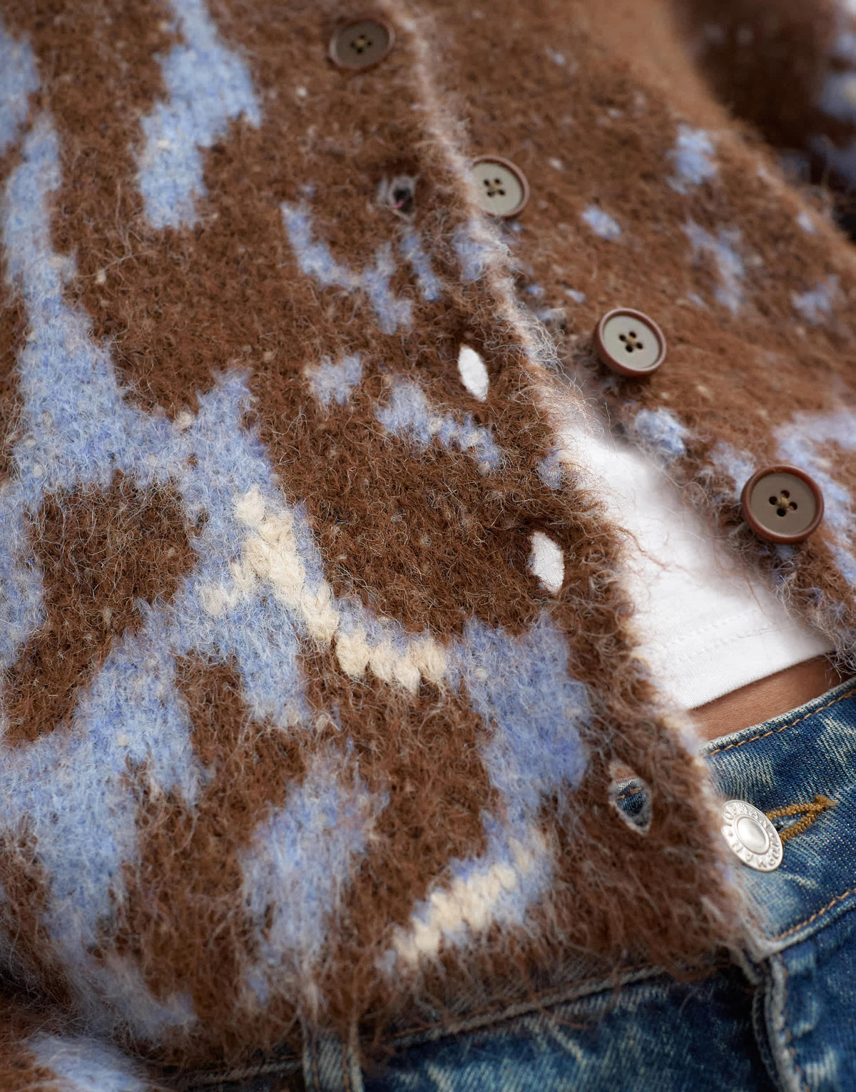 Topshop knitted boxy floral cardigan in multi