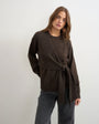 Topshop knitted front tie jumper with wool and alpaca in tobacco