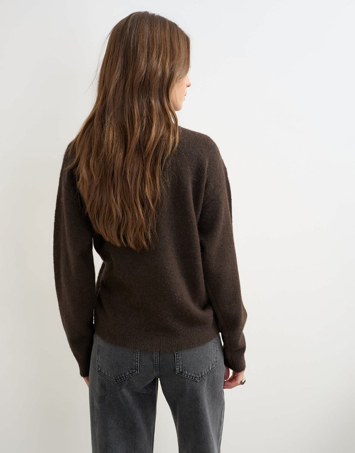 Topshop knitted front tie jumper with wool and alpaca in tobacco
