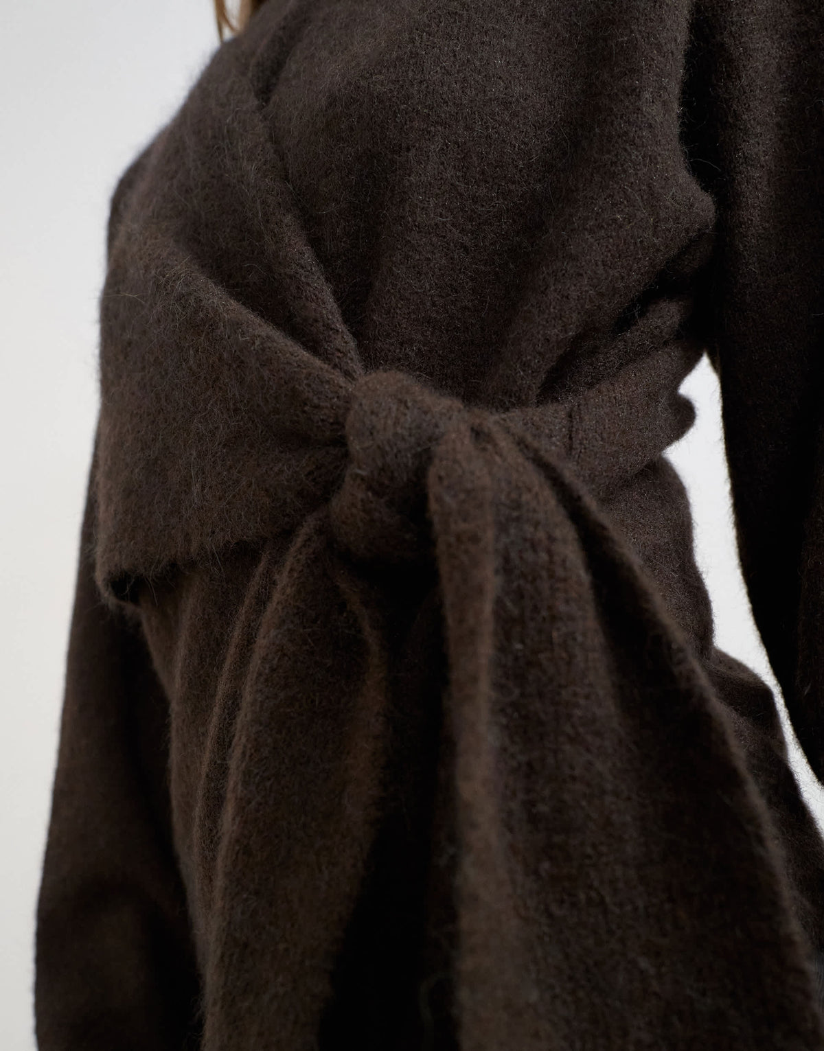 Topshop knitted front tie jumper with wool and alpaca in tobacco