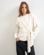 Topshop knitted front tie jumper with wool and alpaca in ivory