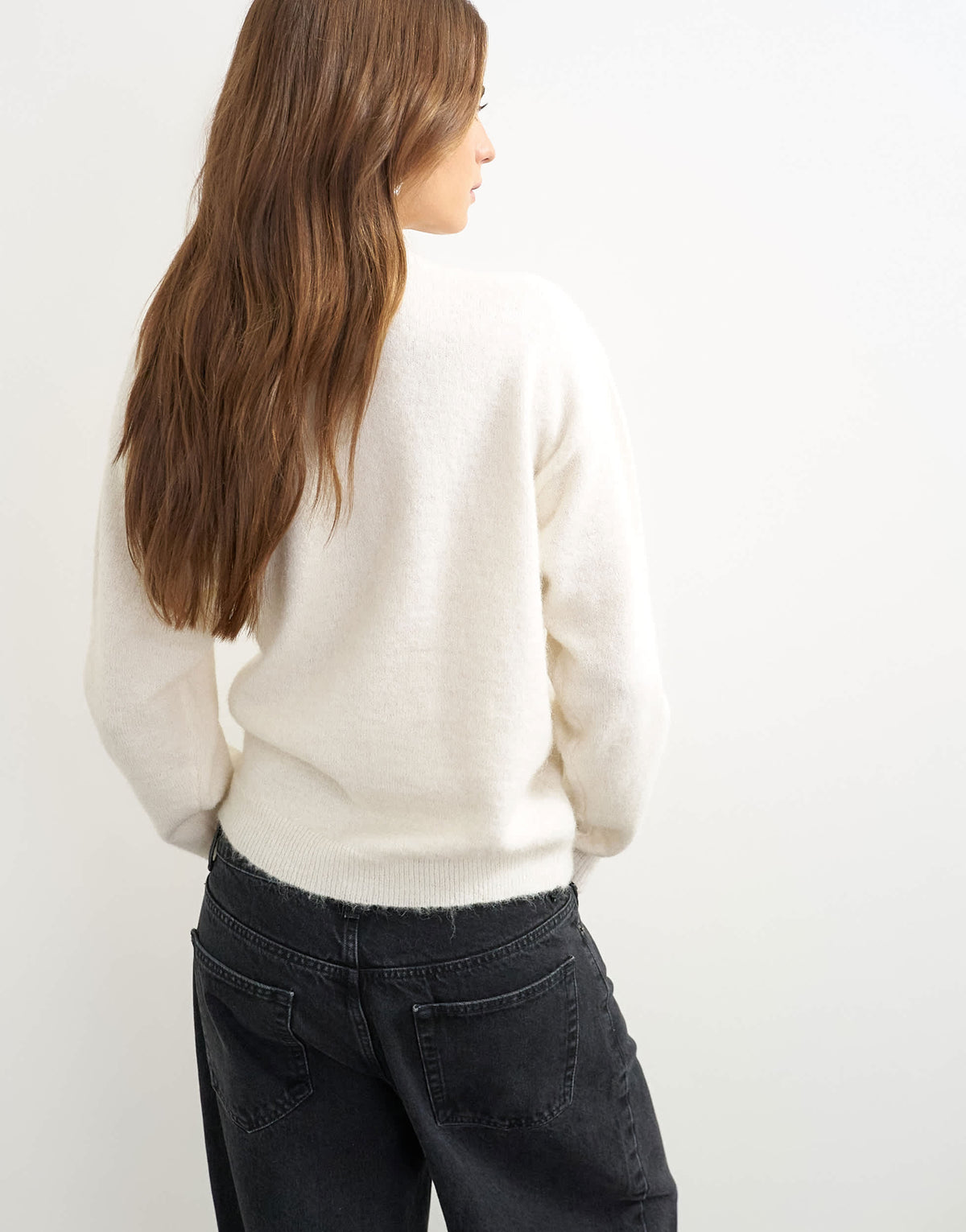 Topshop knitted front tie jumper with wool and alpaca in ivory