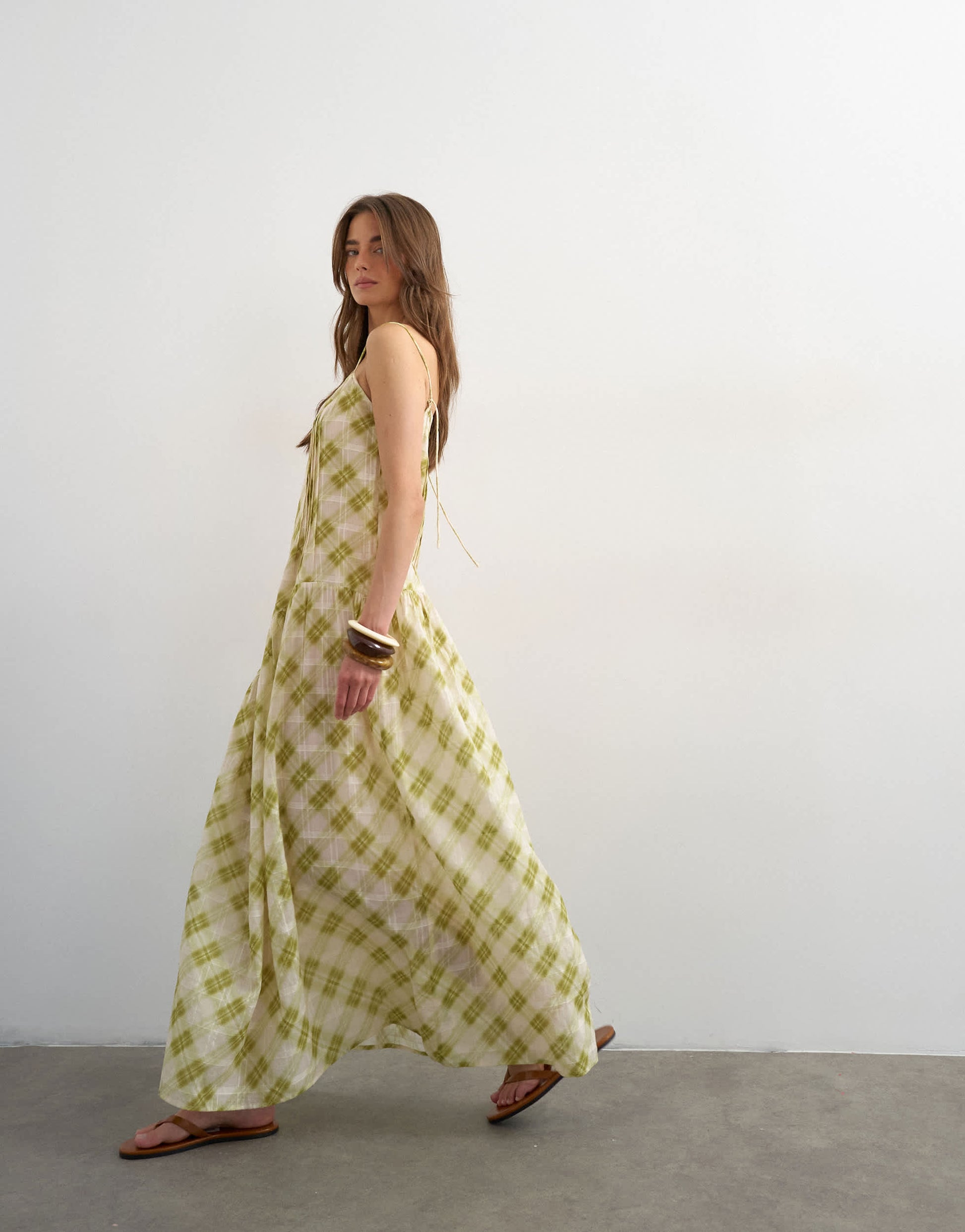 Topshop chuck on maxi sundress in check