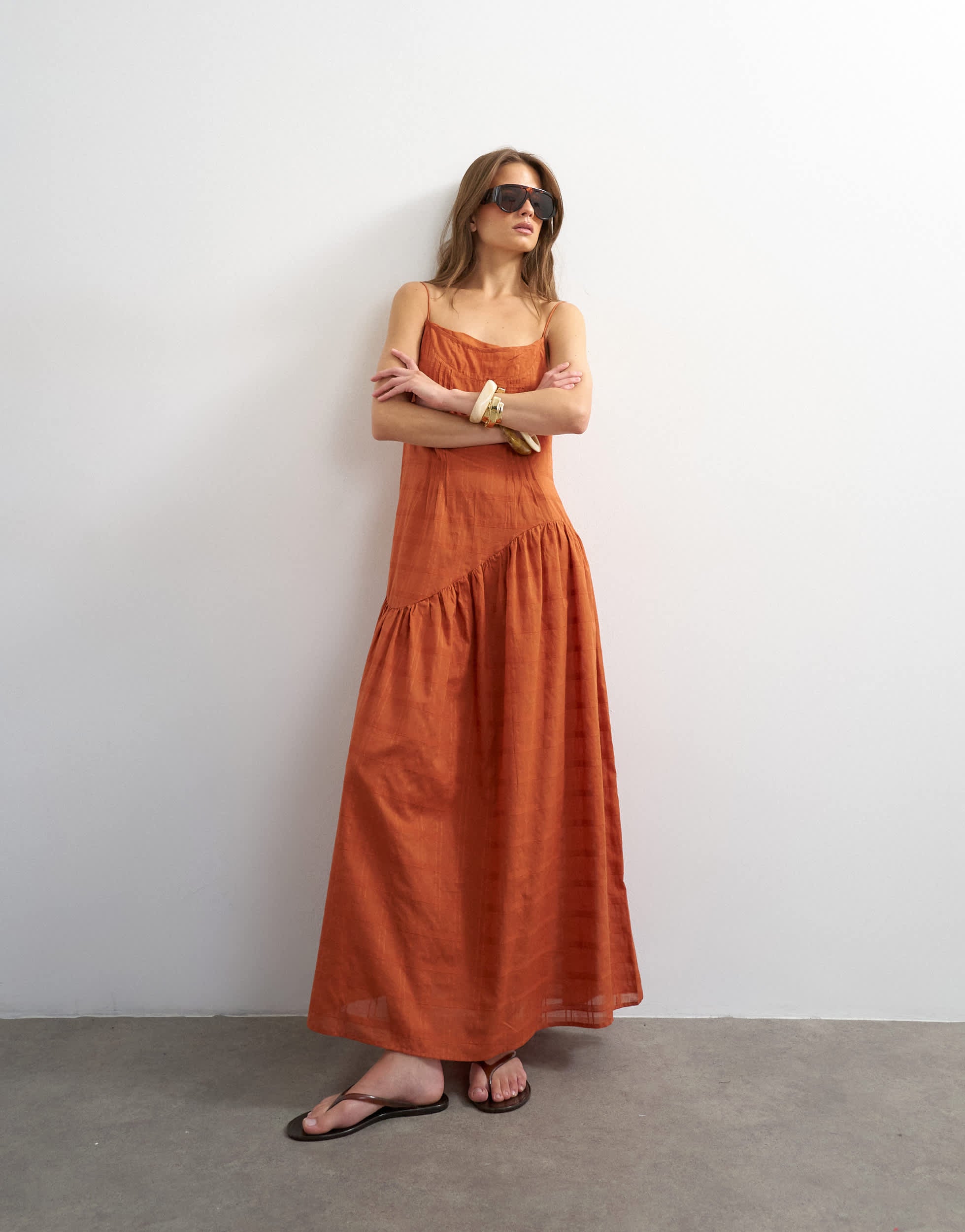 Topshop chuck on maxi sundress in orange