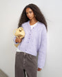 Topshop knitted fluffy eyelash cardigan in periwinkle