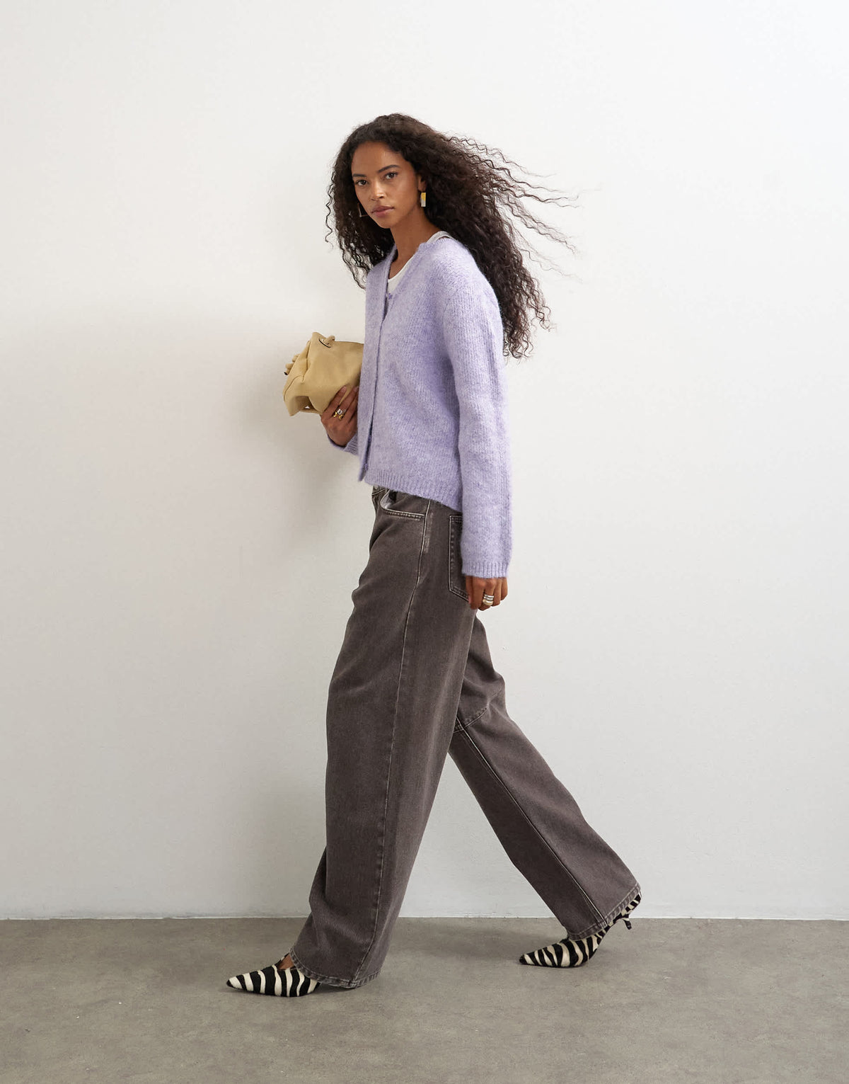 Topshop knitted fluffy eyelash cardigan in periwinkle