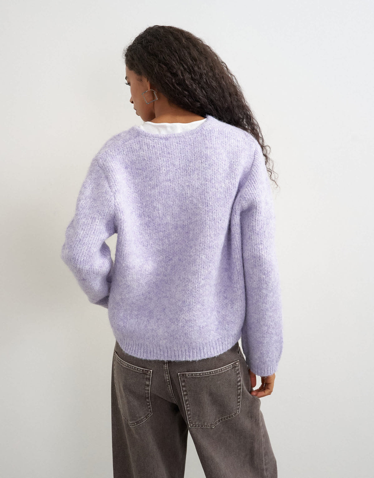 Topshop knitted fluffy eyelash cardigan in periwinkle