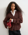 Topshop knitted fluffy eyelash cardigan in chocolate