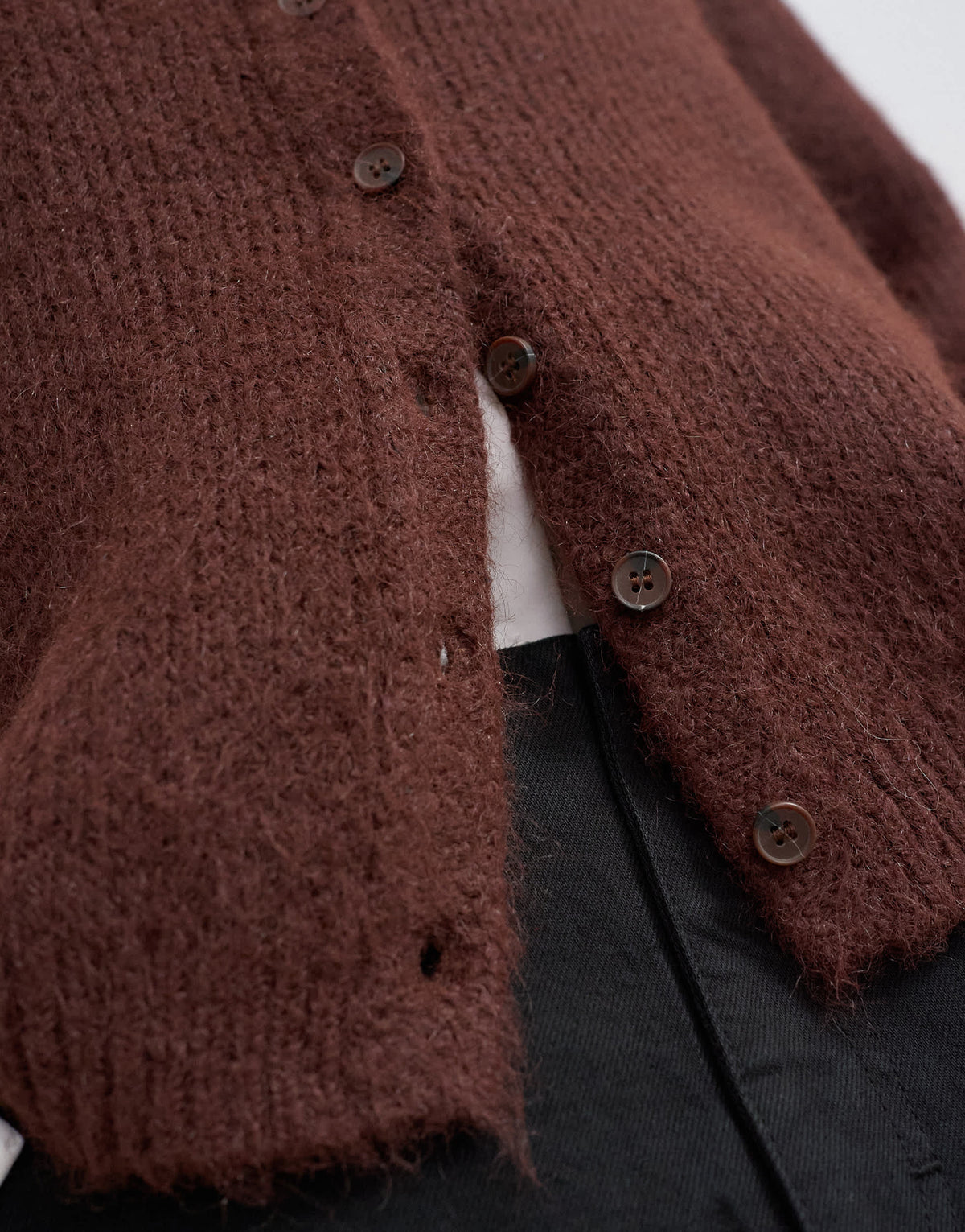 Topshop knitted fluffy eyelash cardigan in chocolate