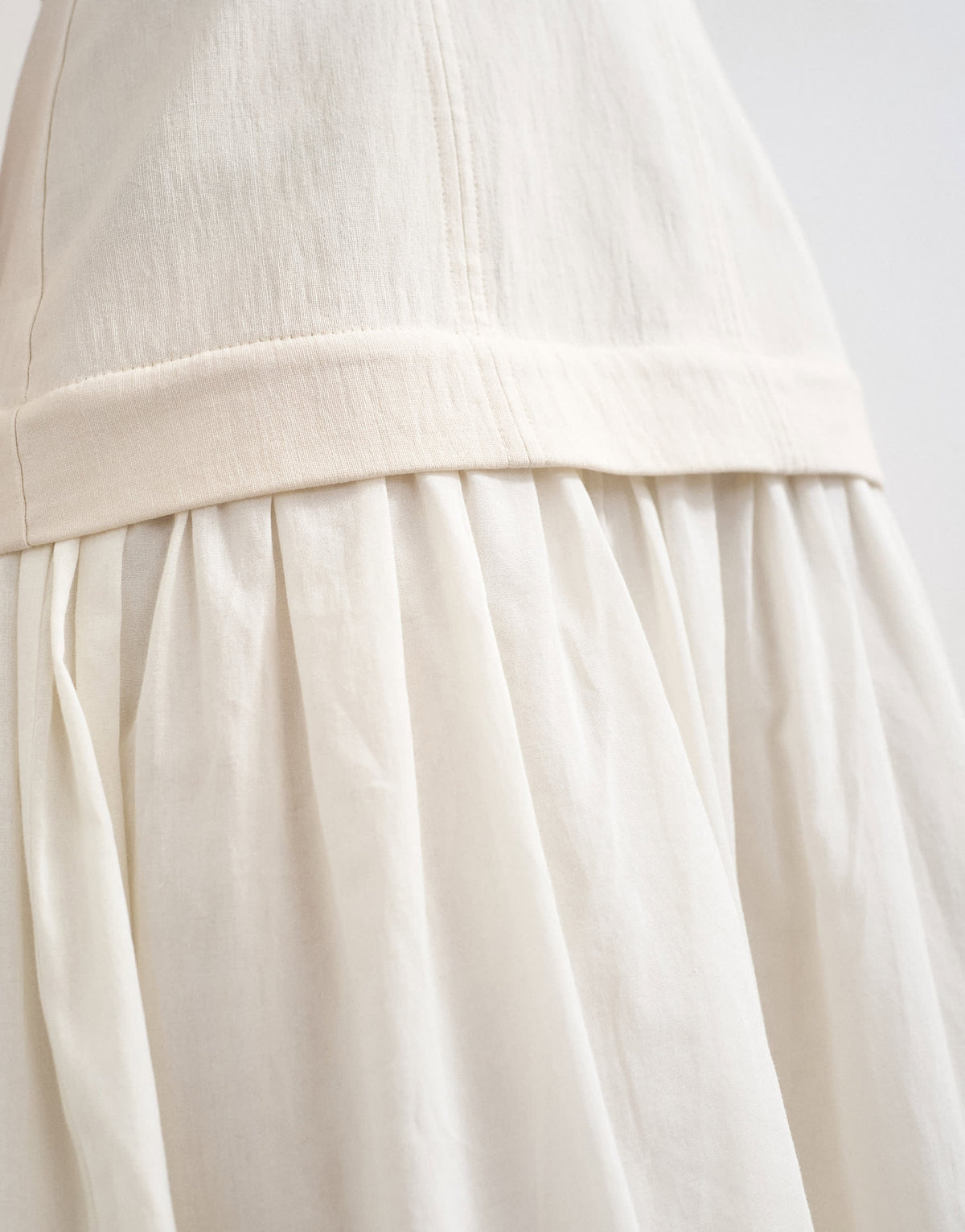 Topshop heavy twill dropped waist maxi dress with full skirt in natural