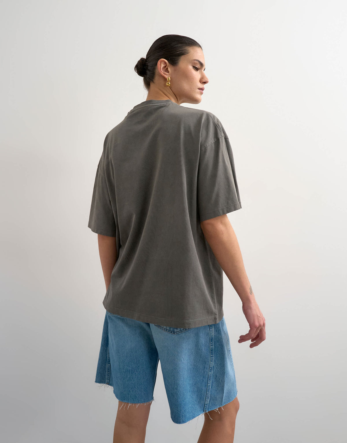 Topshop drop shoulder 'Studio' graphic print tee in washed black