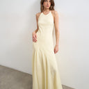 Topshop cut away racer neck full skirt maxi dress in buttermilk