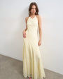 Topshop cut away racer neck full skirt maxi dress in buttermilk