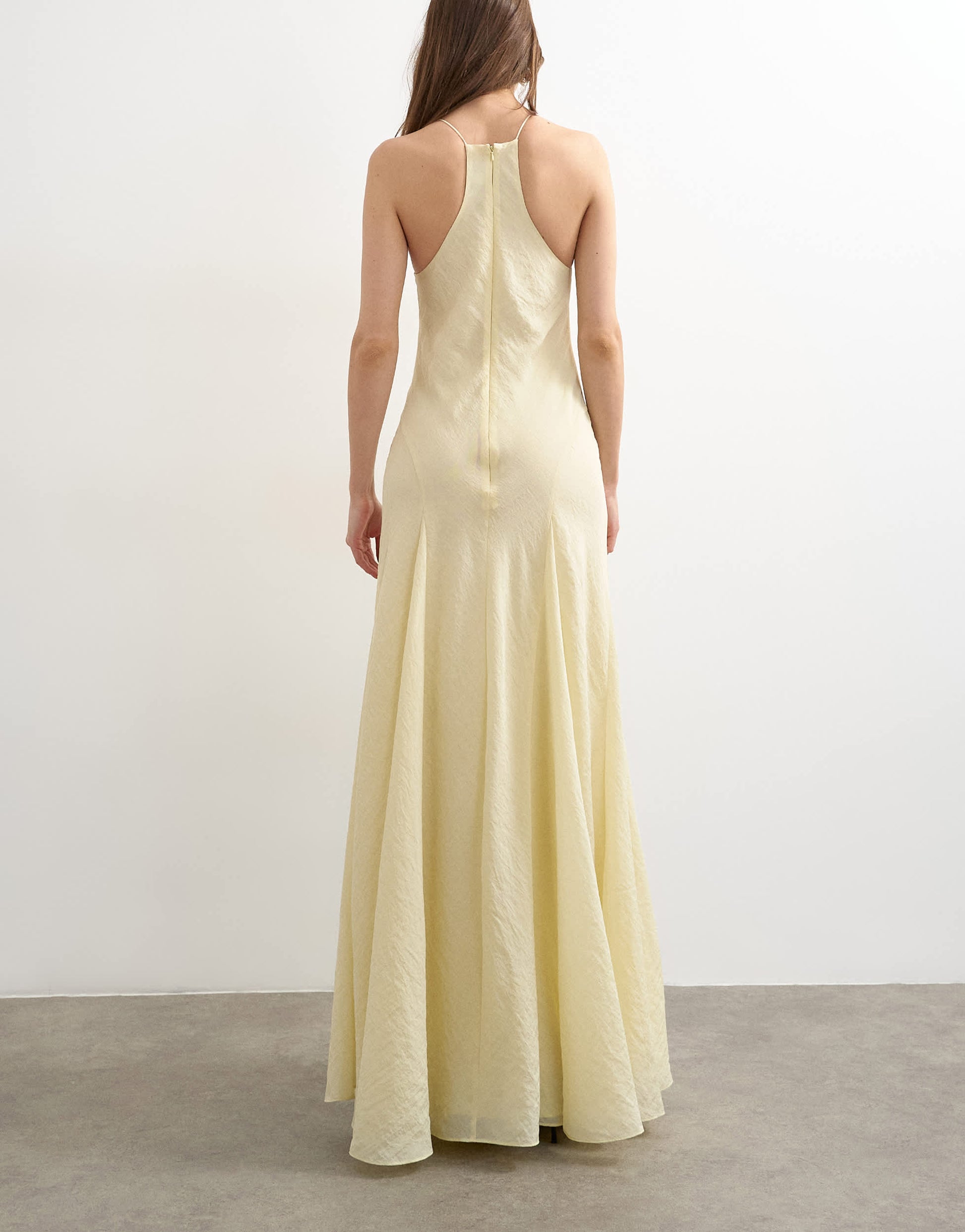 Topshop cut away racer neck full skirt maxi dress in buttermilk