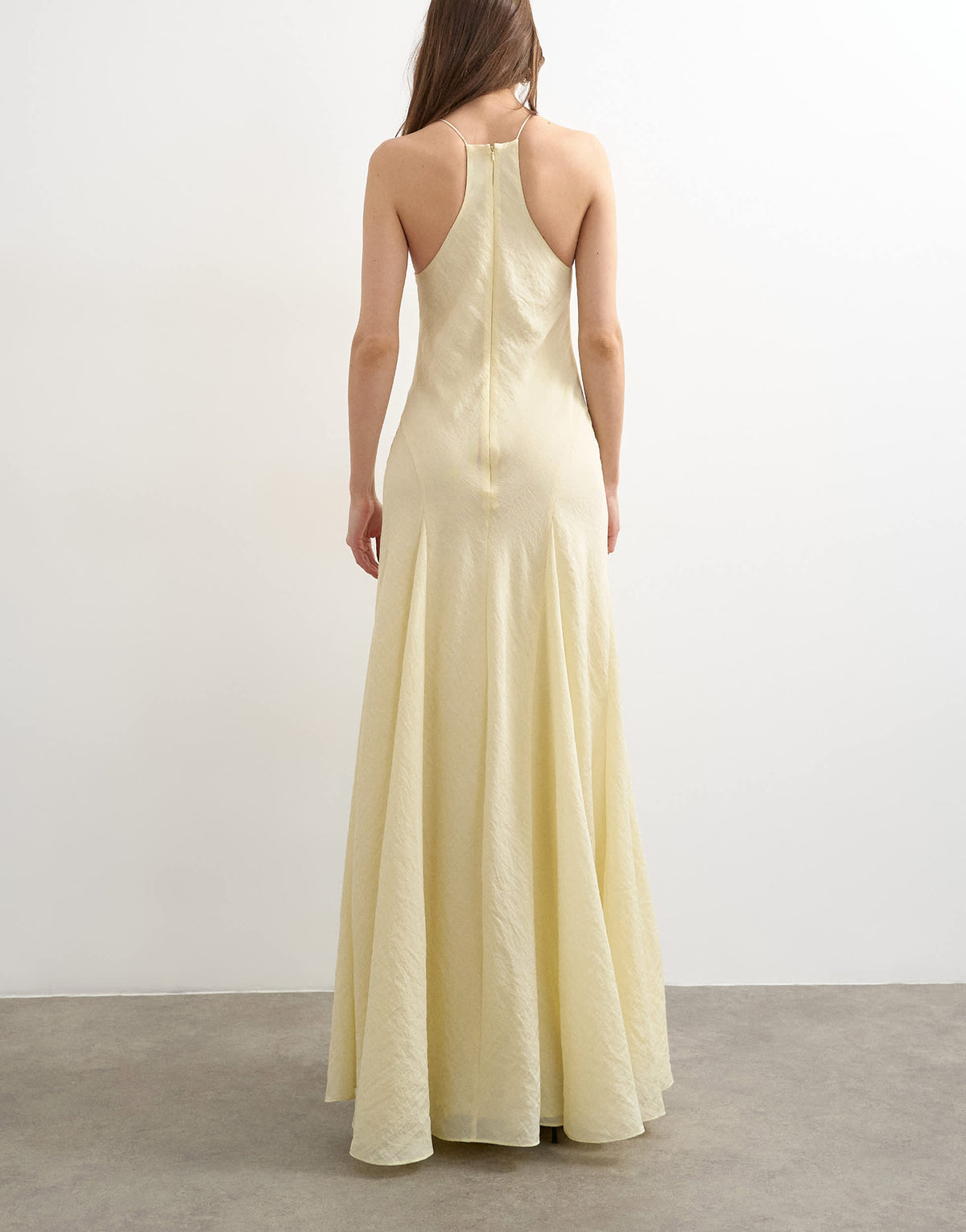 Topshop cut away racer neck full skirt maxi dress in buttermilk