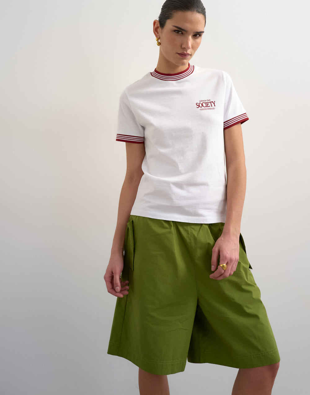 Topshop 'Sport Society' graphic tee with tipping in white
