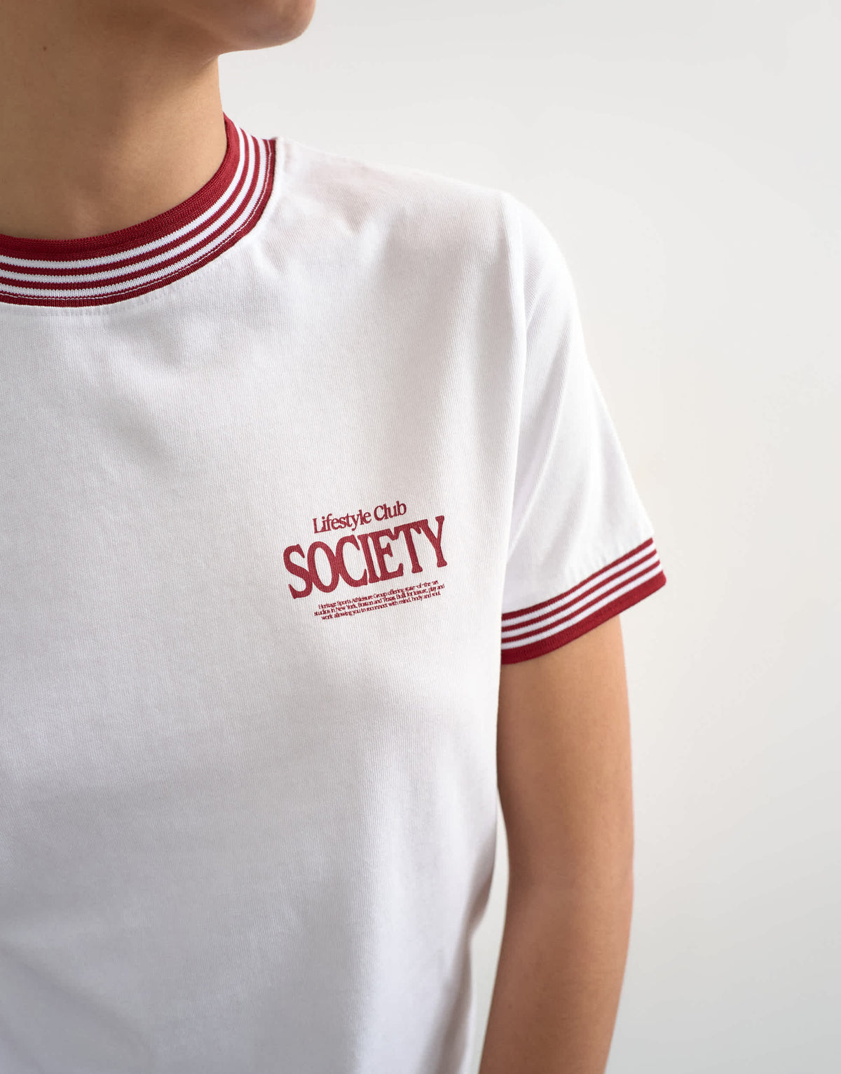 Topshop 'Sport Society' graphic tee with tipping in white
