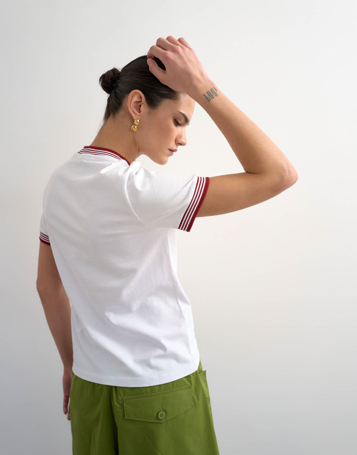 Topshop 'Sport Society' graphic tee with tipping in white