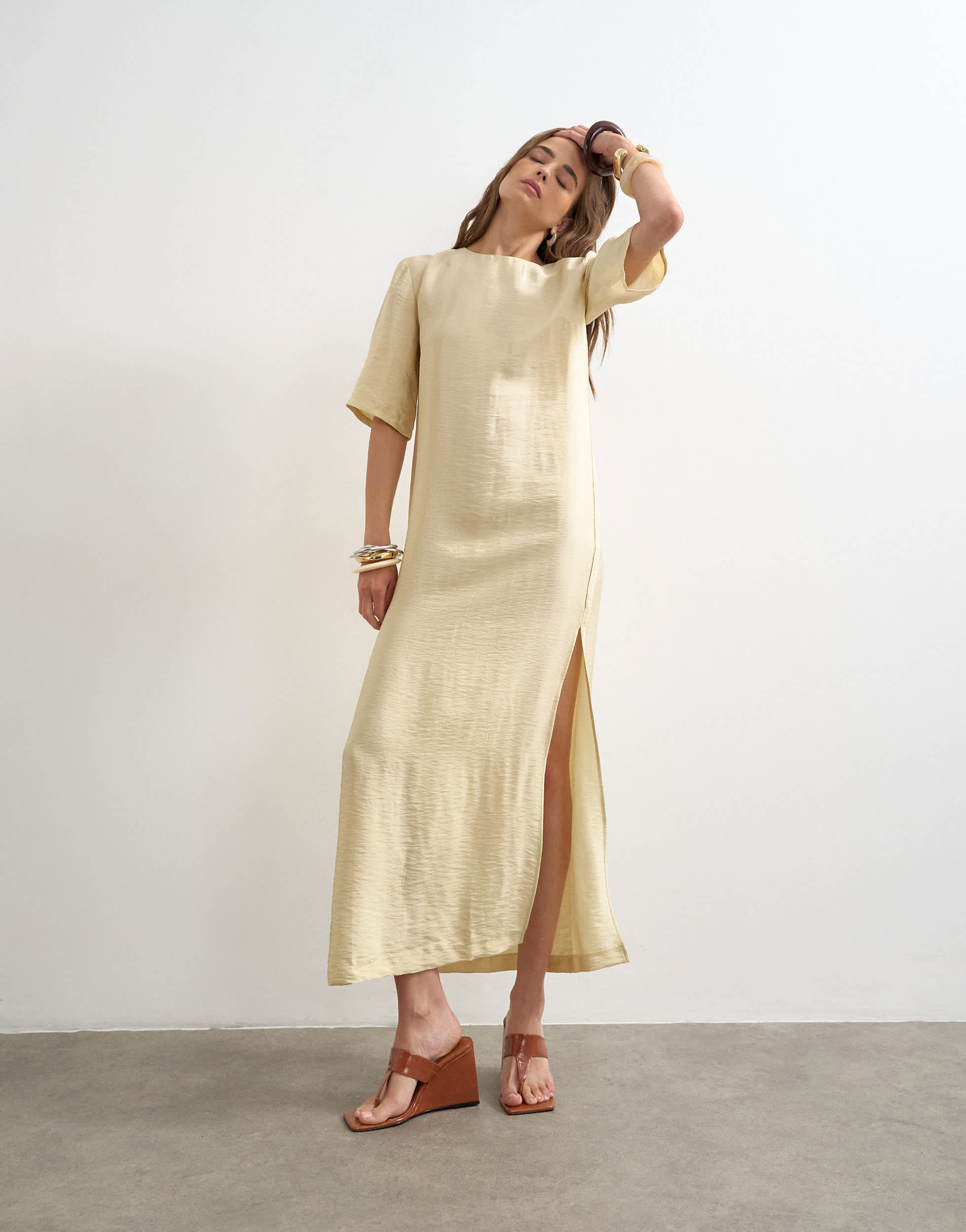 Topshop t-shirt maxi dress in washed lime