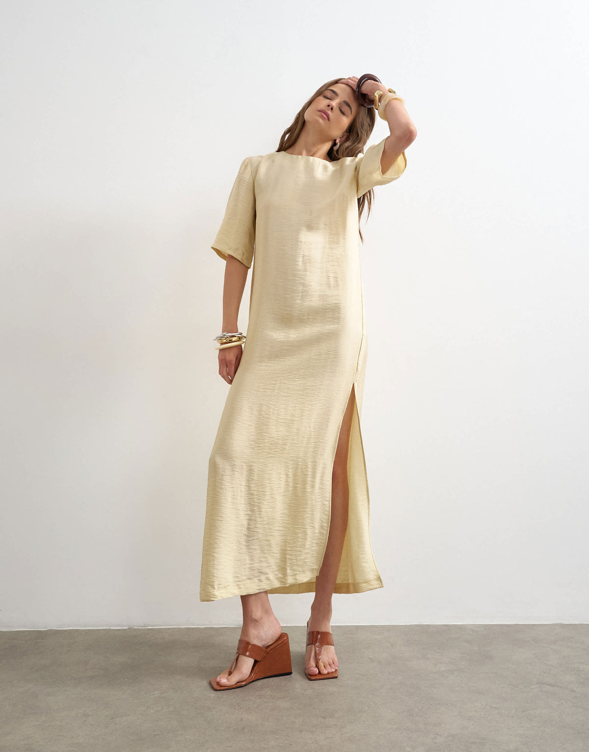 Topshop t-shirt maxi dress in washed lime