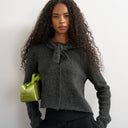Topshop knitted scarf cardigan with wool in charcoal