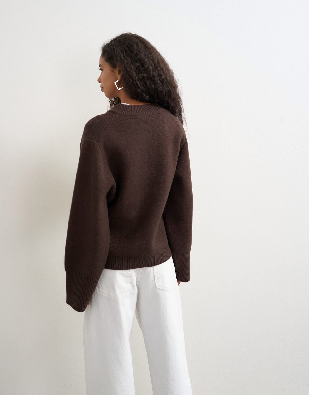 Topshop knitted pocket front cardigan in brown