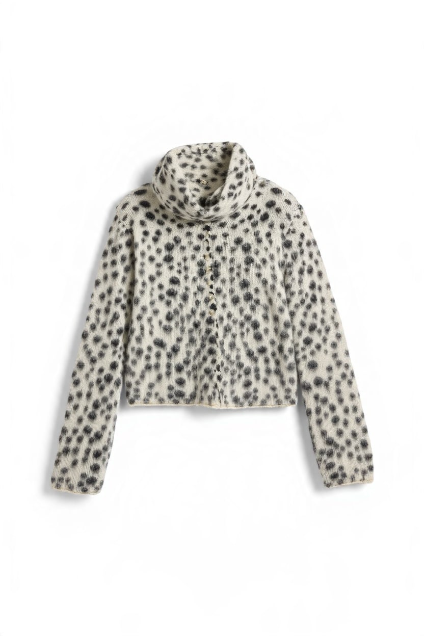 Topshop knitted scarf cardigan with wool in dalmatian