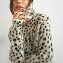 Topshop knitted scarf cardigan with wool in dalmatian