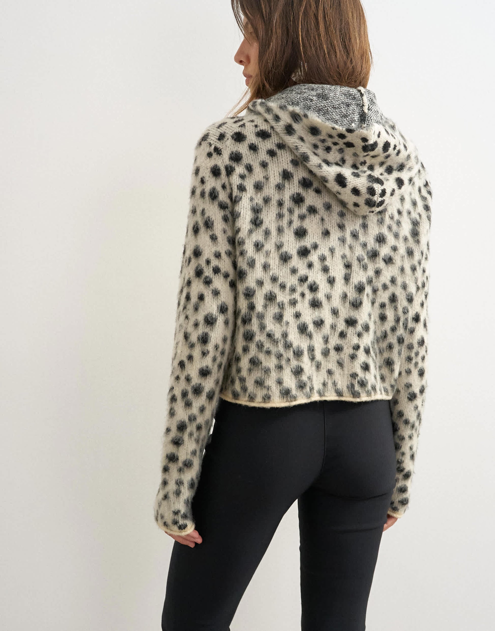 Topshop knitted scarf cardigan with wool in dalmatian