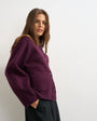 Topshop knitted pocket front cardigan in mulberry