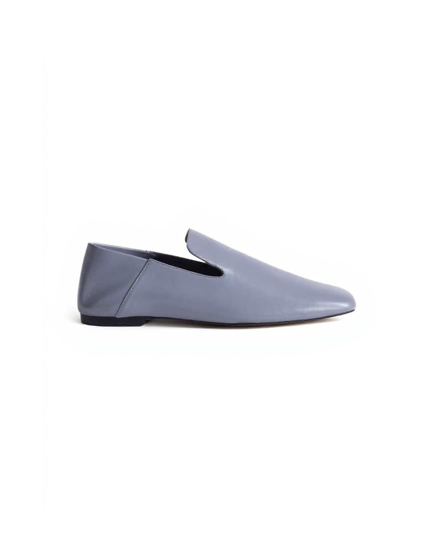 Topshop Chloe premium real leather loafer in grey
