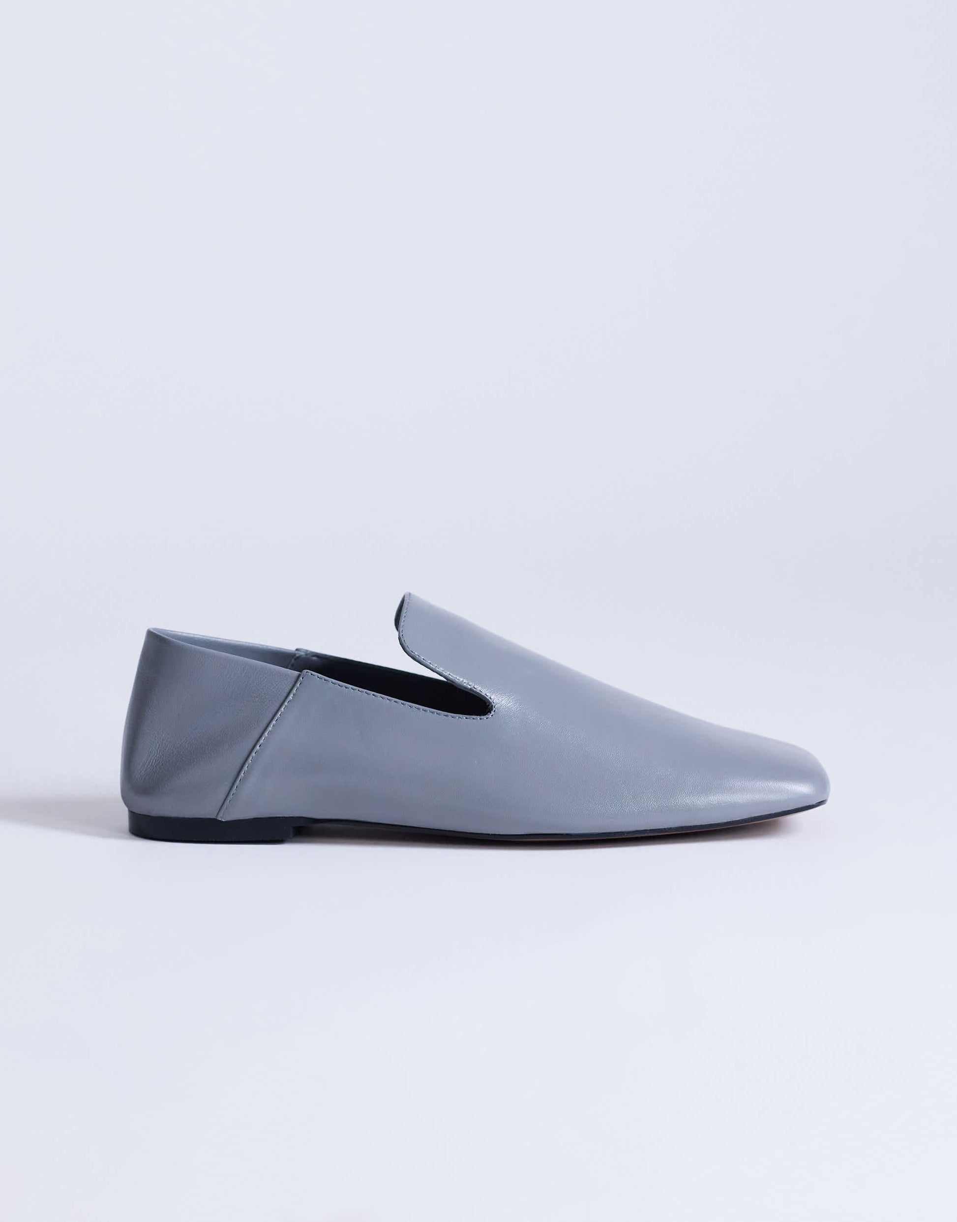 Topshop Chloe premium real leather loafer in grey